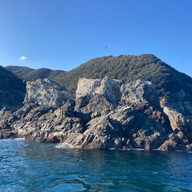 Fui a pescar por primera vez a la costa rocosa en Minami Tsurumi, prefectura de Oita.Asó